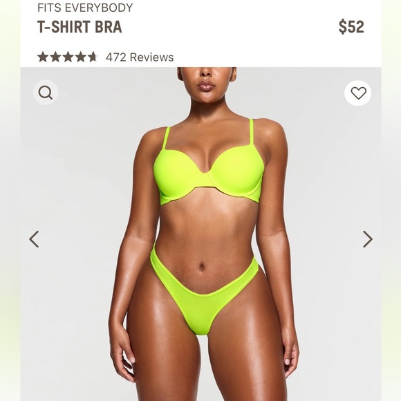 NWT- Skims.  Fits everybody T-shirt bra. Color: Green‎ Highlighter. Size: 40DDD - Picture 2 of 13